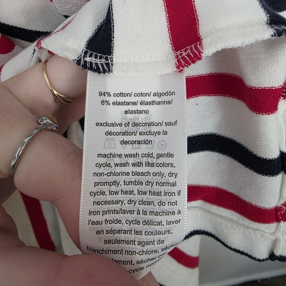 Tommy Hilfiger White Navy Red Striped Preppy Heart Long Sleeve Shirt Size XL‎ - Picture 5 of 7